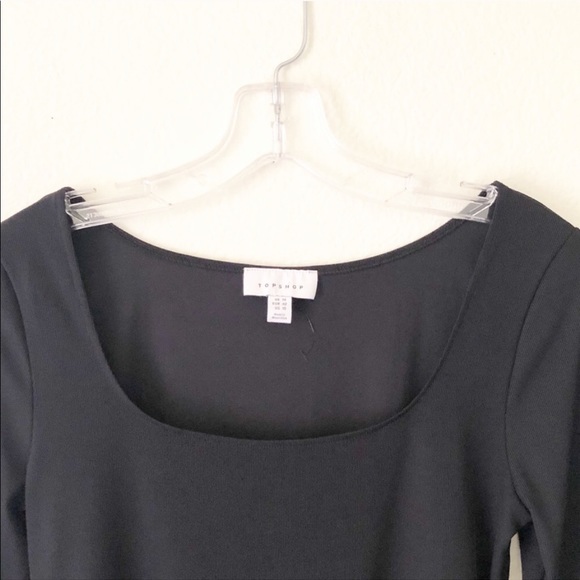 NWOT TOPSHOP square neck ribbed bodysuit black - Picture 5 of 10